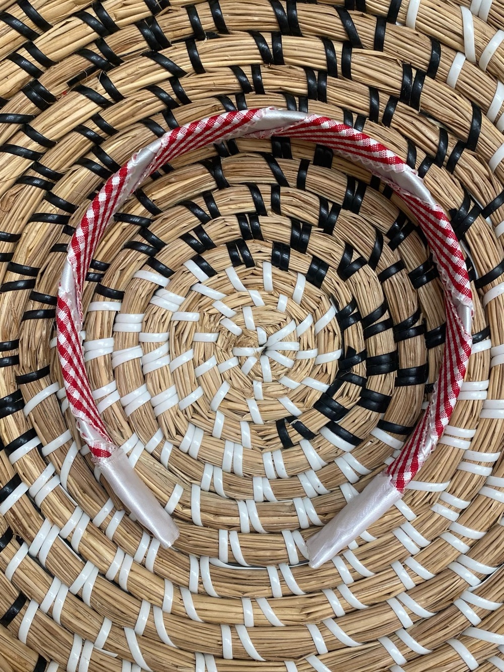 Red and White Gingham Headband - Hand Crafted - Picture 2 of 4